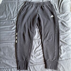 Adidas Black Sweatpants with Elastic Cuffs and Tapered Fit